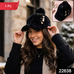 Winter fur cap side view accessory