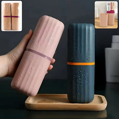 Plastic portable toothbrush travel case set with secure cover