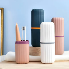 Oval shaped toothbrush container set for travel