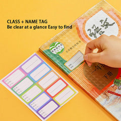 Stack of 30 transparent adhesive book cover sheets with colorful labels