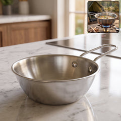 Stainless steel tadka pan long handle