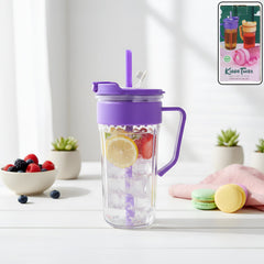 Kiddie plastic tumbler with straw and handle