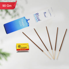 Incense sticks burning ceremony setup