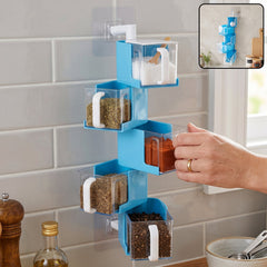 Plastic rotating seasoning box 5 layer wall mounted spice rack