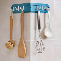 Close-up of rotating folding hook rack