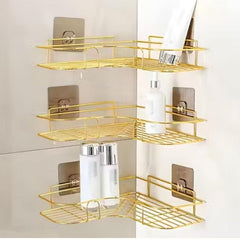 Transparent adhesive wall hook mounted in a modern bathroom