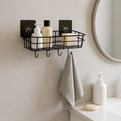 Wall-mounted metal wire basket for kitchen or bathroom storage