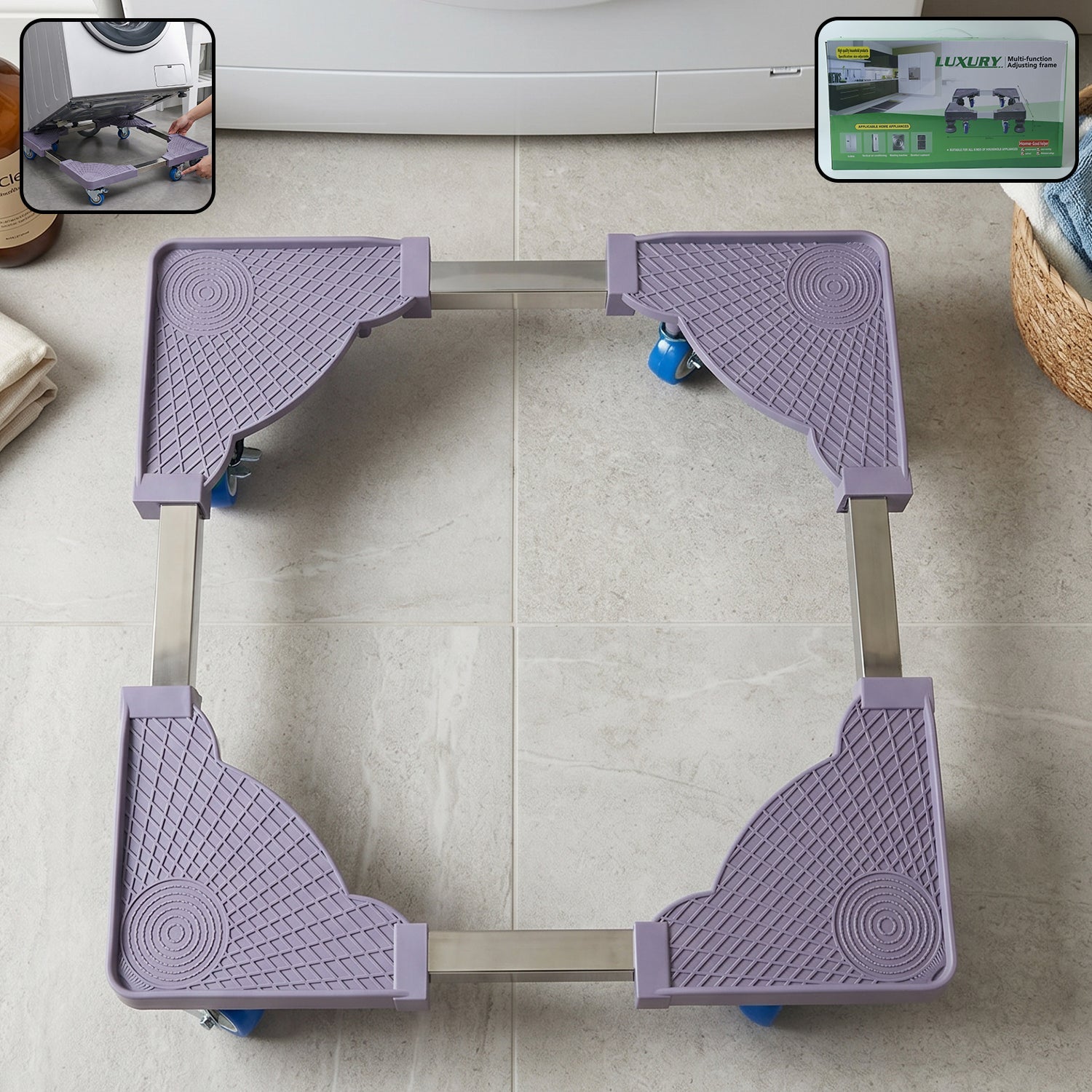 Adjustable fridge washing machine stand