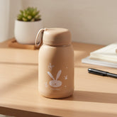 Cute bunny print glass water bottle with lid