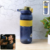 Sports water bottle with flip lock lid front view