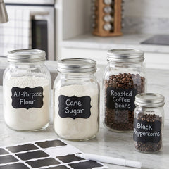 Fancy Shape Chalkboard Sticker Labels with Marker Pen, Jar Labels (1 Set)