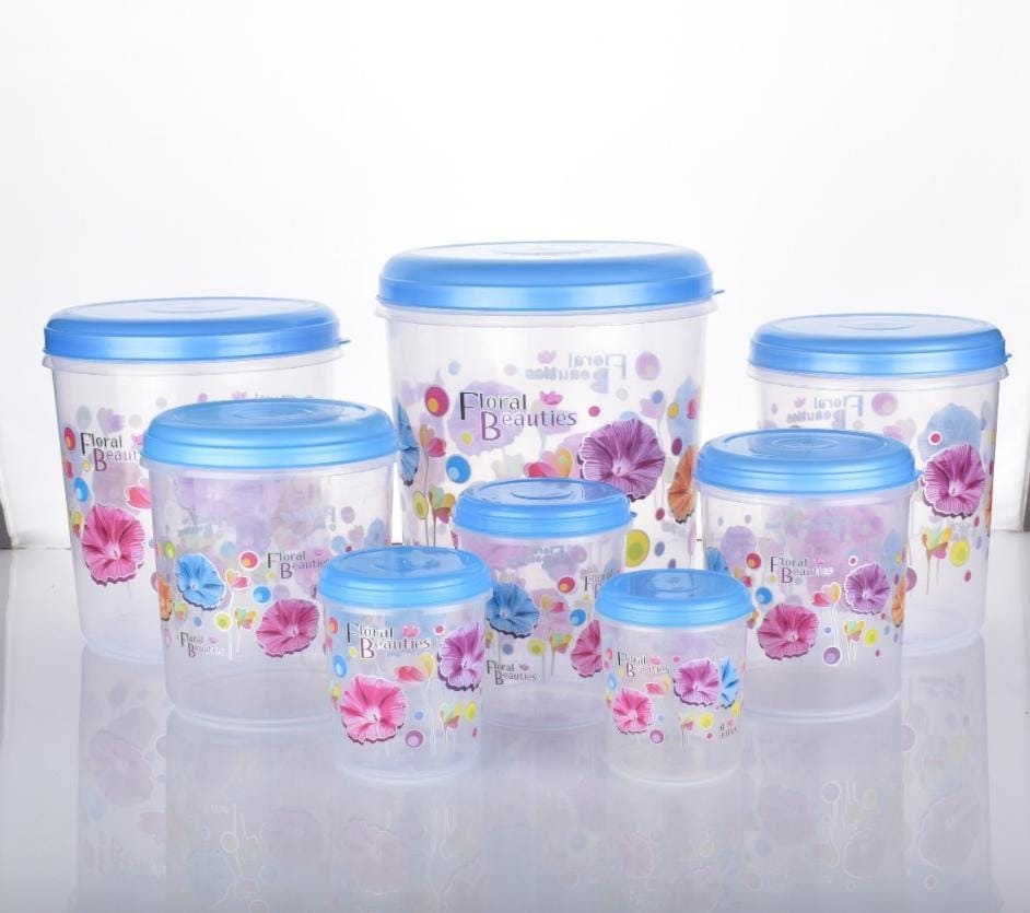 Airtight transparent container set with floral design