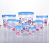 Airtight transparent container set with floral design