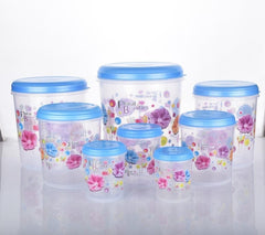 Airtight transparent container set with floral design