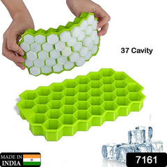 Silicone ice cube trays with ice in use