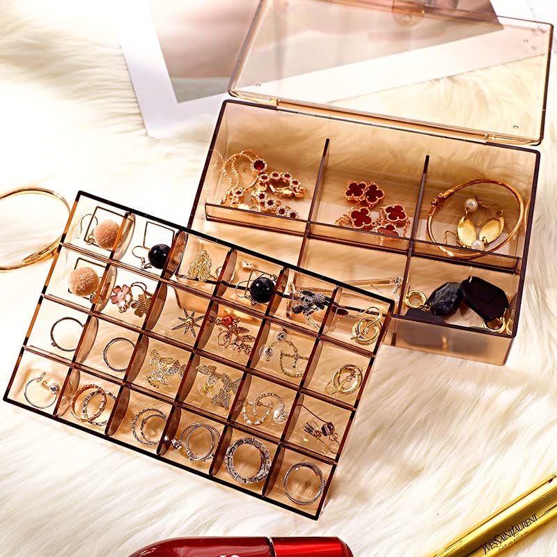 2-layer acrylic dustproof jewelry storage box with 30 compartments