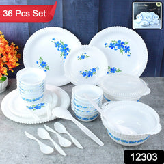 Deluxe 36-piece plastic dining set with bowls and spoons