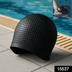 Swimming cap worn by swimmer in water