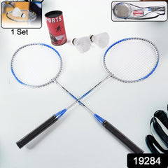 Badminton set components including rackets and shuttlecocks