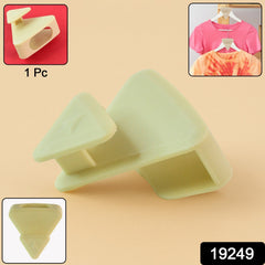 Set of plastic hanger connector hooks in a closet