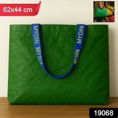 Reusable tote bag in use for grocery shopping