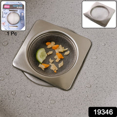 Square Sink Drain Strainer capturing food waste