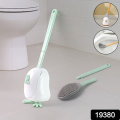 Flexible silicone toilet brush with ergonomic handle