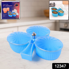 Blue Premium Dry Fruit Server with Transparent Lids