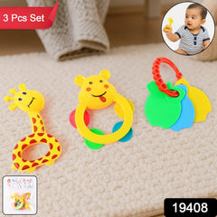 Close-up of animal-shaped baby rattles