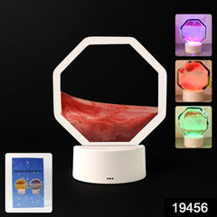 LED sand art lamp creating a calming ambiance on a desk