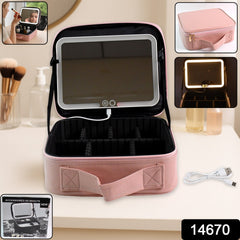 Travel Makeup Case with LED Lighted Mirror