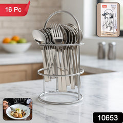 Close-up of Apex stainless steel spoons and forks