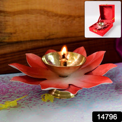 Lotus Shaped Brass Oil Diya (1 Pc)