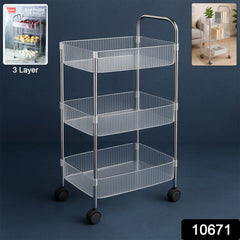 Apex Sapphire 3-Layer Multipurpose Storage Trolley with Wheels