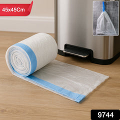 Garbage bags roll-packed with tie handles