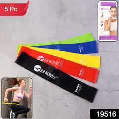 Color coded resistance band set displayed