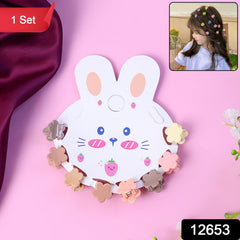 Mini hair claw clips displayed on bunny-themed card