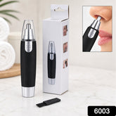 Close-up of ear and nose hair trimmer showing stainless steel blade