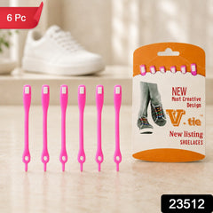 Stretchable Silicone Shoelaces No Tie Elastic Laces for Shoes (6 Pc)