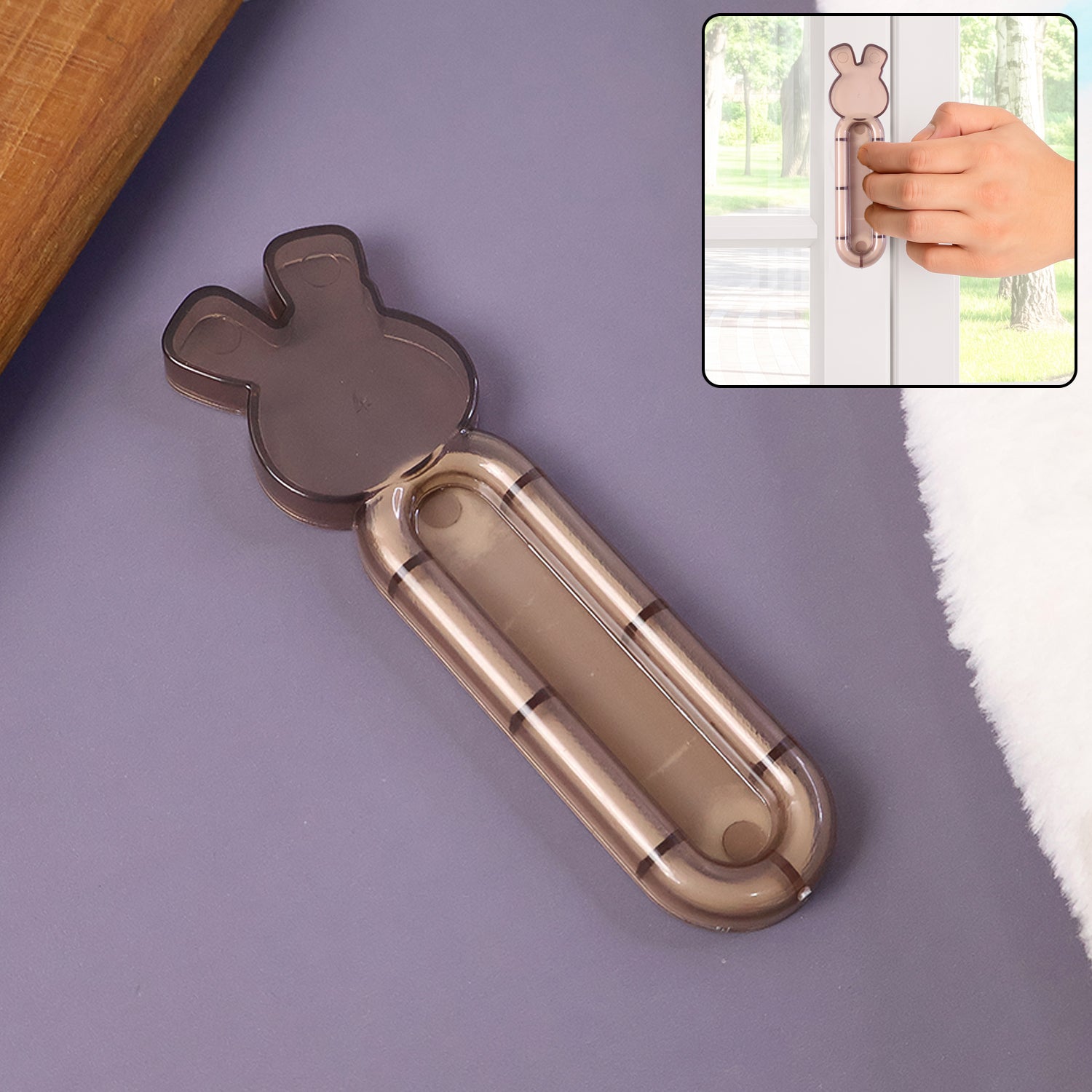 Self stick push pull helper on cabinet door