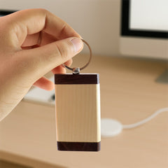 Premium wood keyring showing polished edges