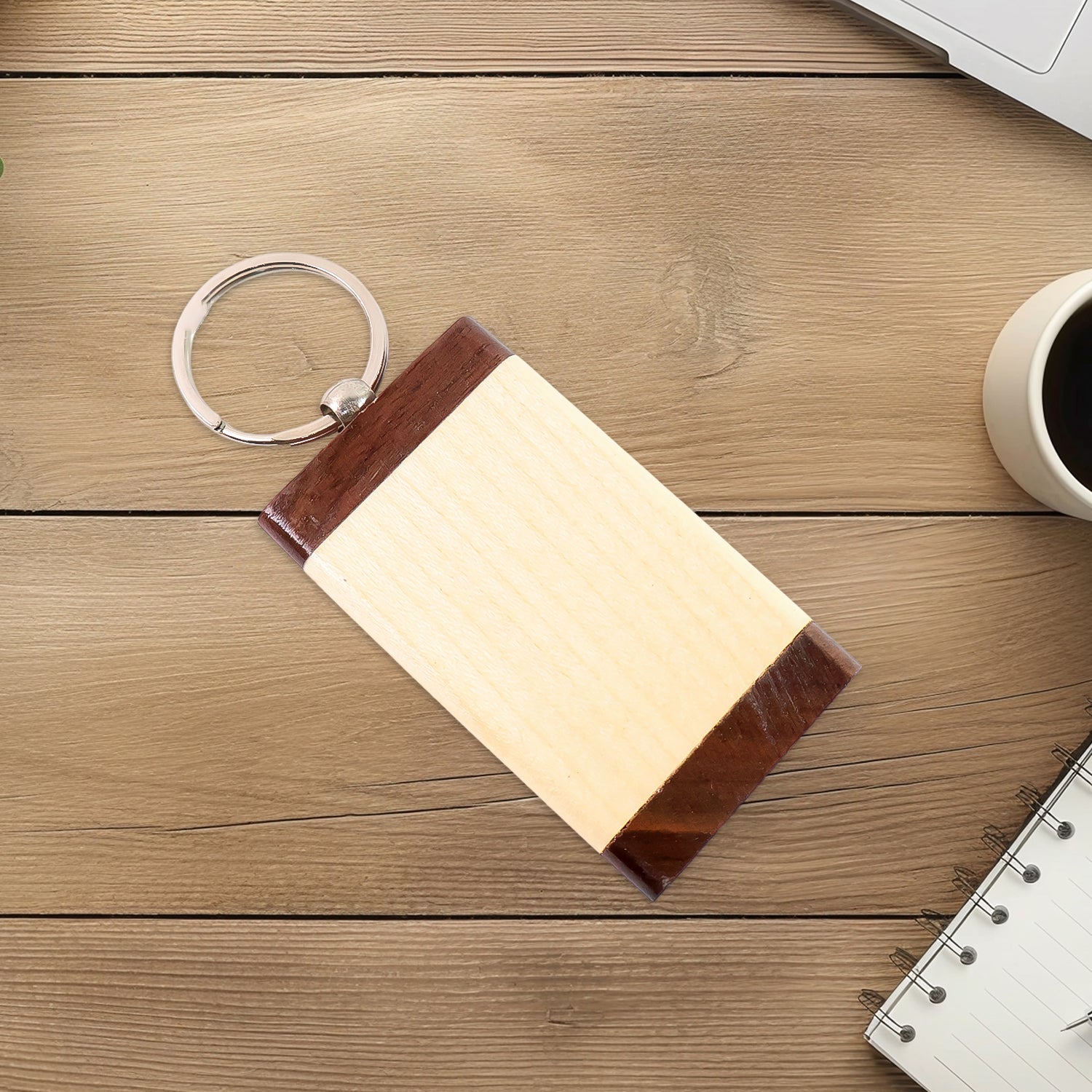 Premium wooden keychain with dual tone finish