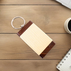 Premium wooden keychain with dual tone finish