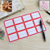 Writable label stickers 50 sheets self-adhesive white labels with red borders