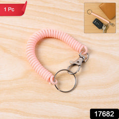 Keychain bracelet featuring metal ring and clip hook