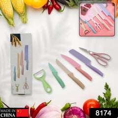 Hand holding a corrugated chef's knife from the 6 pc set
