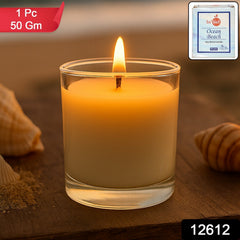 Lit In'lief votive candle showing warm flame