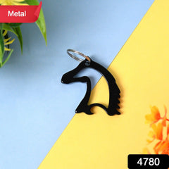 Detailed stallion horse face keychain in metal