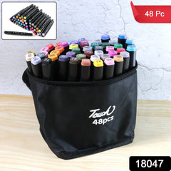 Complete 48-piece sketch marker set with carrying case