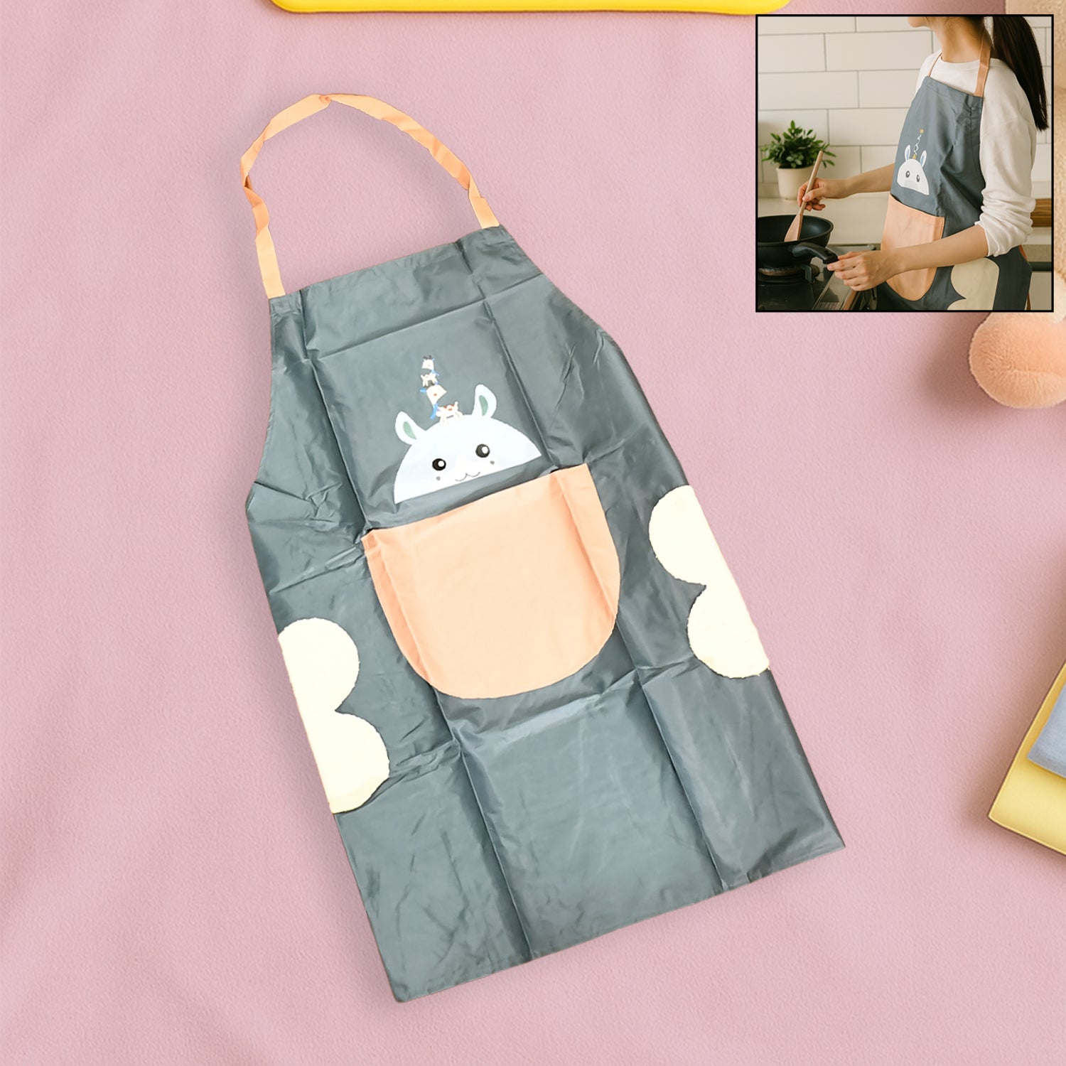 Playful Cartoon Apron with Front Pocket
